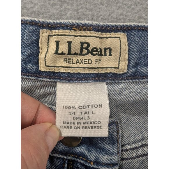 LL Bean Jeans Womens Size 14 Blue Relaxed wide Leg Baggy Comfort 100% Cotton - Picture 12 of 12